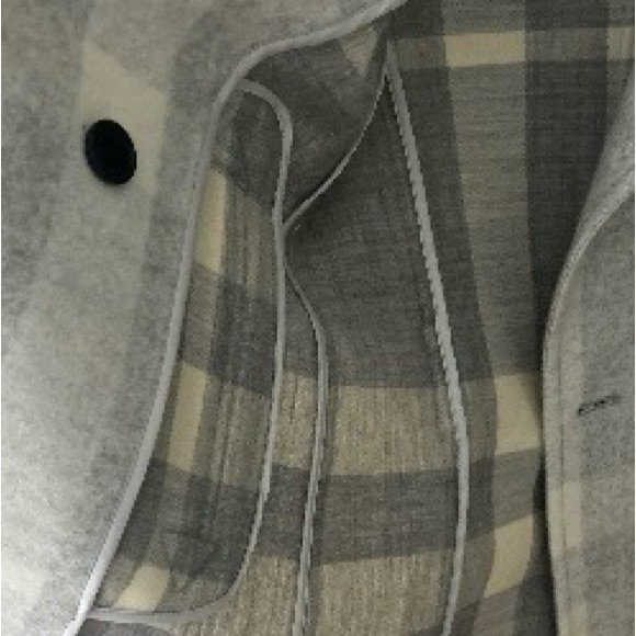 Burberry Light Gray Plaid Double-Breasted Pea Coat - Picture 2 of 4